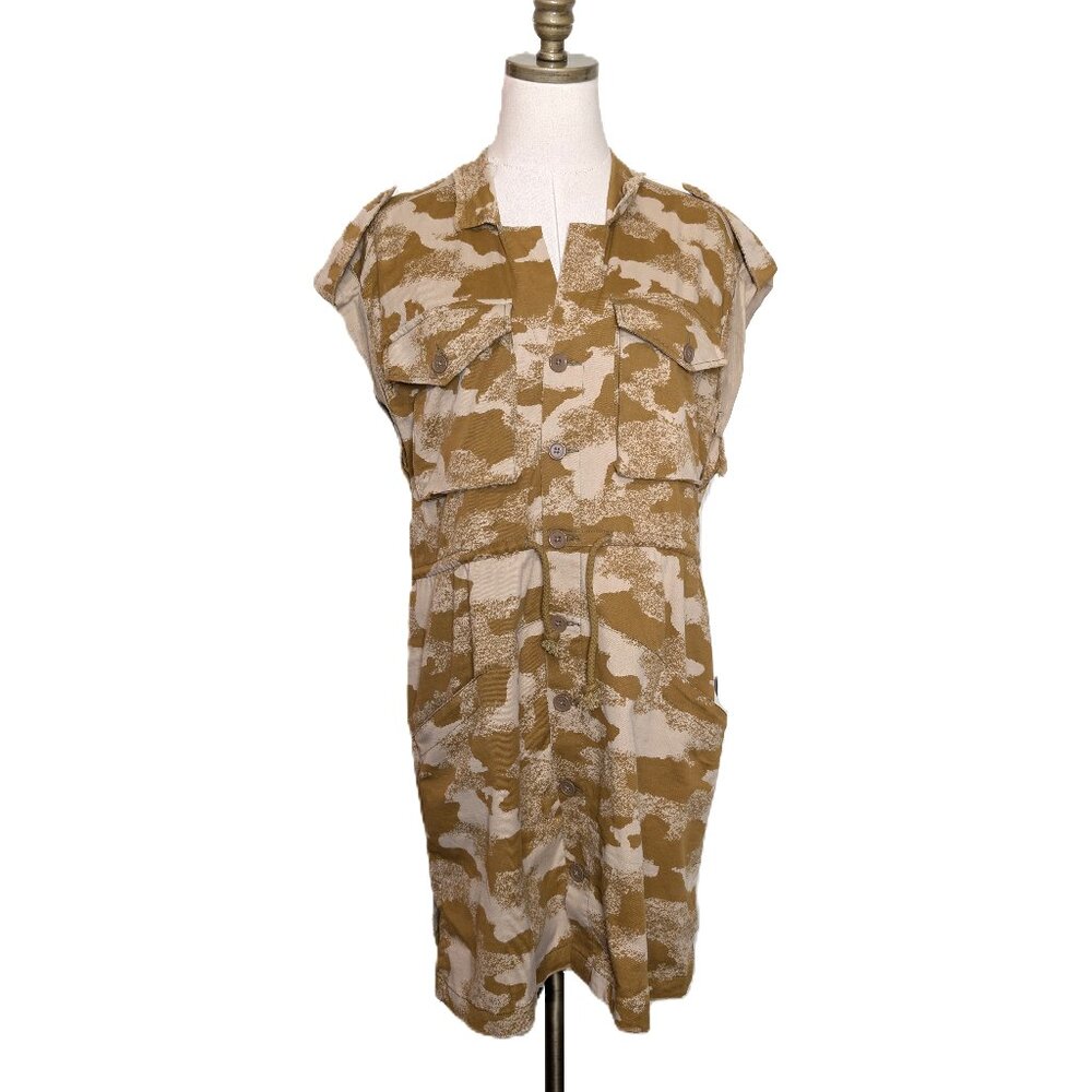 Free People Sahara Sunset Camo Camouflage Mini Dress Size S Sleeveless Fringe